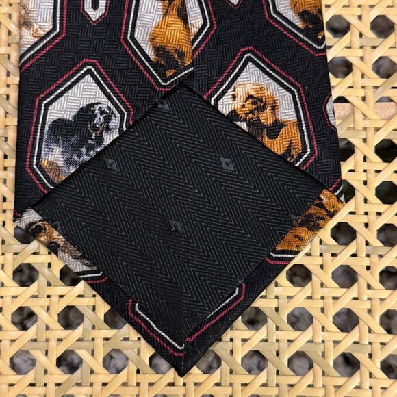 Men's Silk 60" Dog Print Necktie Best Friends by Ruth Maystead Foulard Tie - Picture 3 of 8